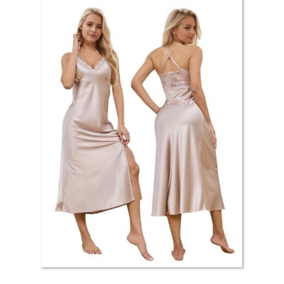 Other - Silk Satin Nightgown Sexy Lace Chemise Lingerie - NWT